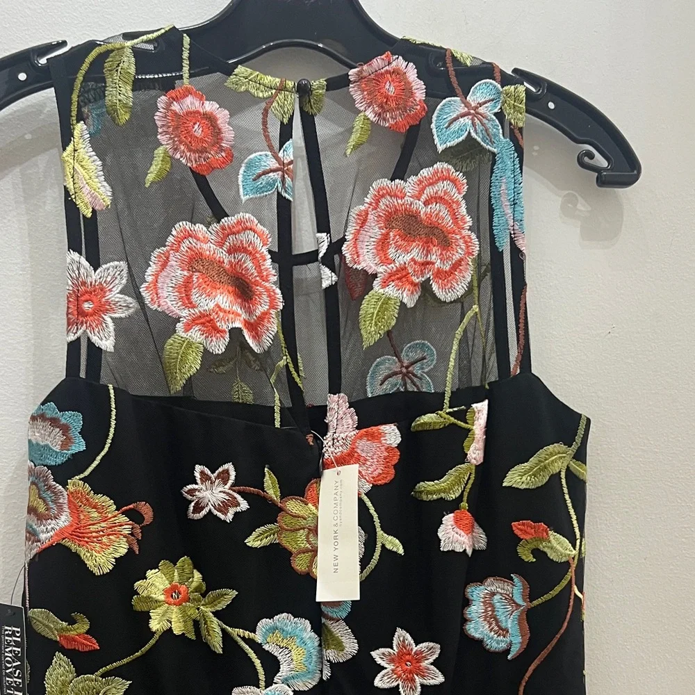 New York & Company Black Dress with Colorful Floral Design - Picture 8 of 10